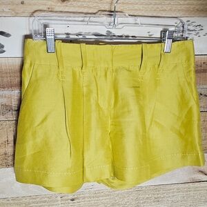 Women's Yellow Pleated High-Waist Shorts